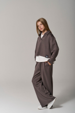 Брюки трикотажные wide leg коричневые