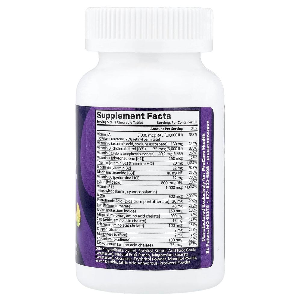 ProCare Health, Core-45, бариатрические мультивитамины, фруктовый пунш, 30 жевательных таблеток
