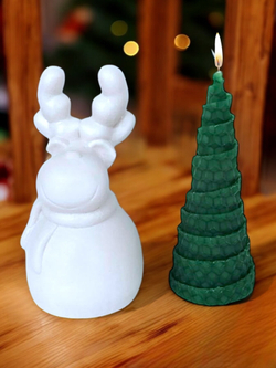 Новогодний олень декоративный 3Д и свеча ёлочка