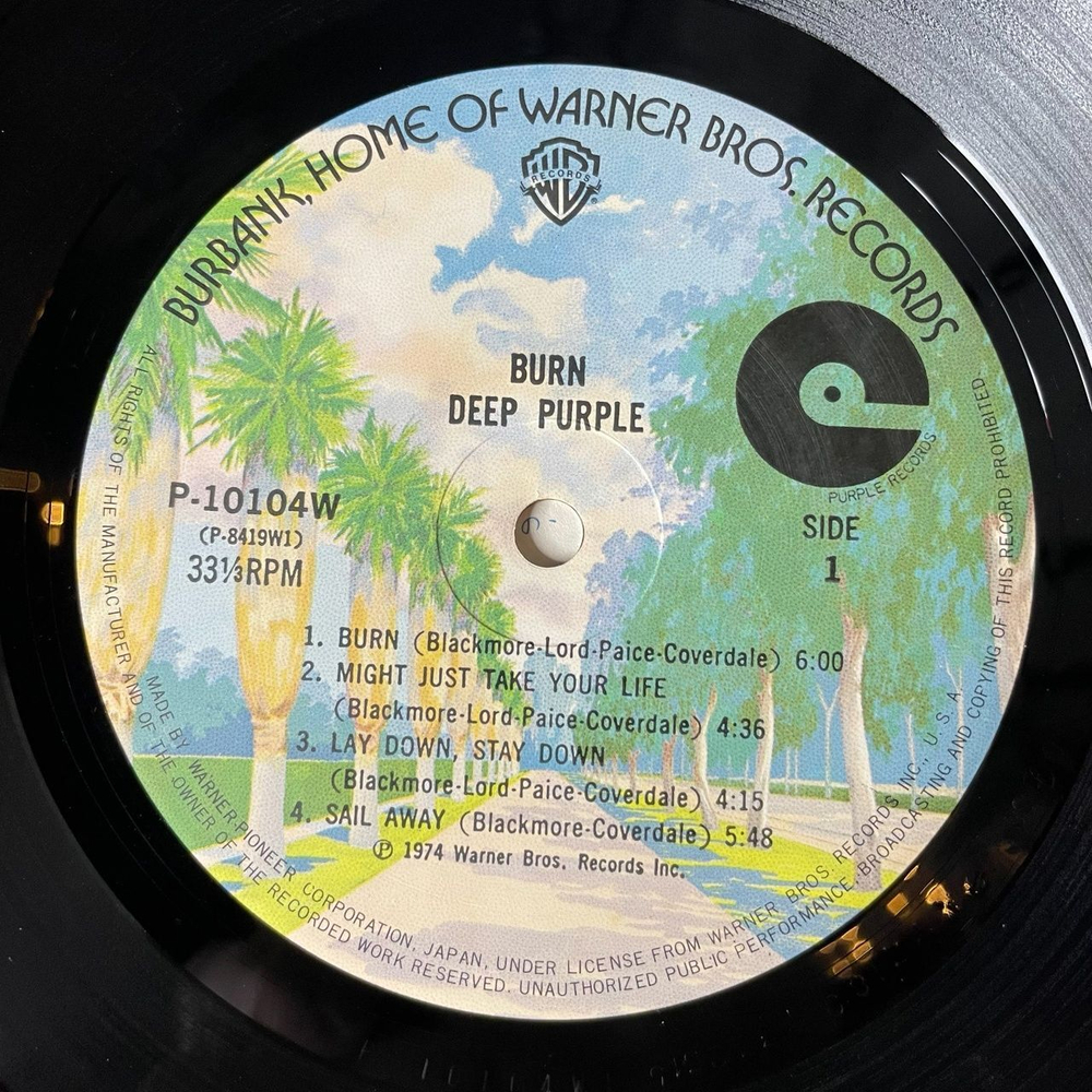 Винтажная виниловая пластинка LP Deep Purple Burn (Japan 1976) (Obi) Sail Away P-10104W