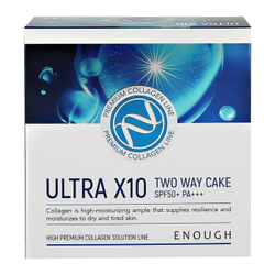 Enough Пудра компактная с коллагеном Ultra X10 Two-Way Cake SPF50+ PA+++ со сменным блоком, тон 13
