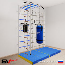 Шведская стенка Sv Sport 54560 (Турник рукоход/Брусья/Канат/Лестница/Цепь/Мешок 22кг/Мат 2м/Канатный лаз)