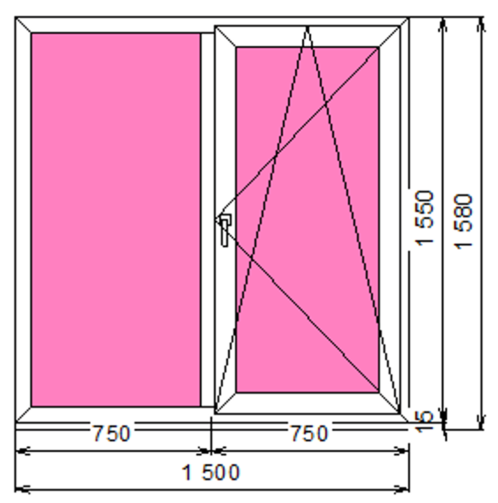 Пластиковое окно 1550 х 1500 ТермА Эко