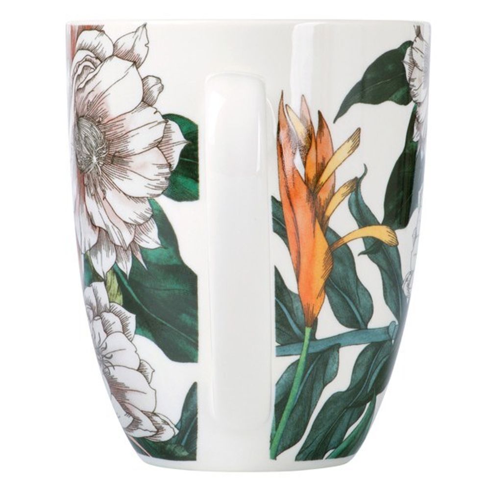 Фарфоровая кружка Тропические цветы MW413-II0092, 420 мл, белый/декор