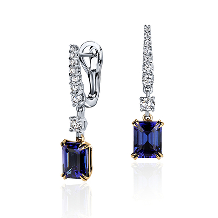 Серьги с бриллиантом  из комбинированного золота JA-S-813611-2