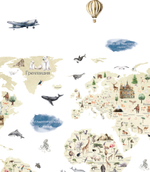 Стикеры КАРТА МИРА акварель со странами