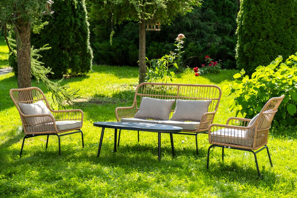 "Версаль" лаунж-зона из искусственного ротанга на 4 персоны, цвет соломенный