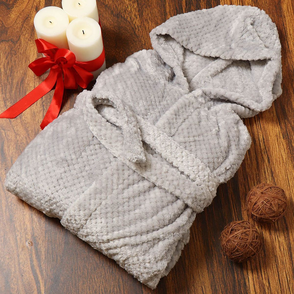 Халат унисекс, махр, 100%пэ, сер, универсальный, T2020-111