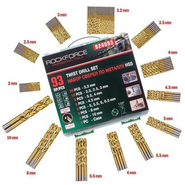 Набор сверл по металлу RockForce 93пр