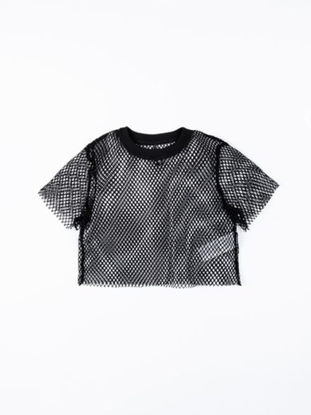 Футболка укороченная из сетки "Уголь"