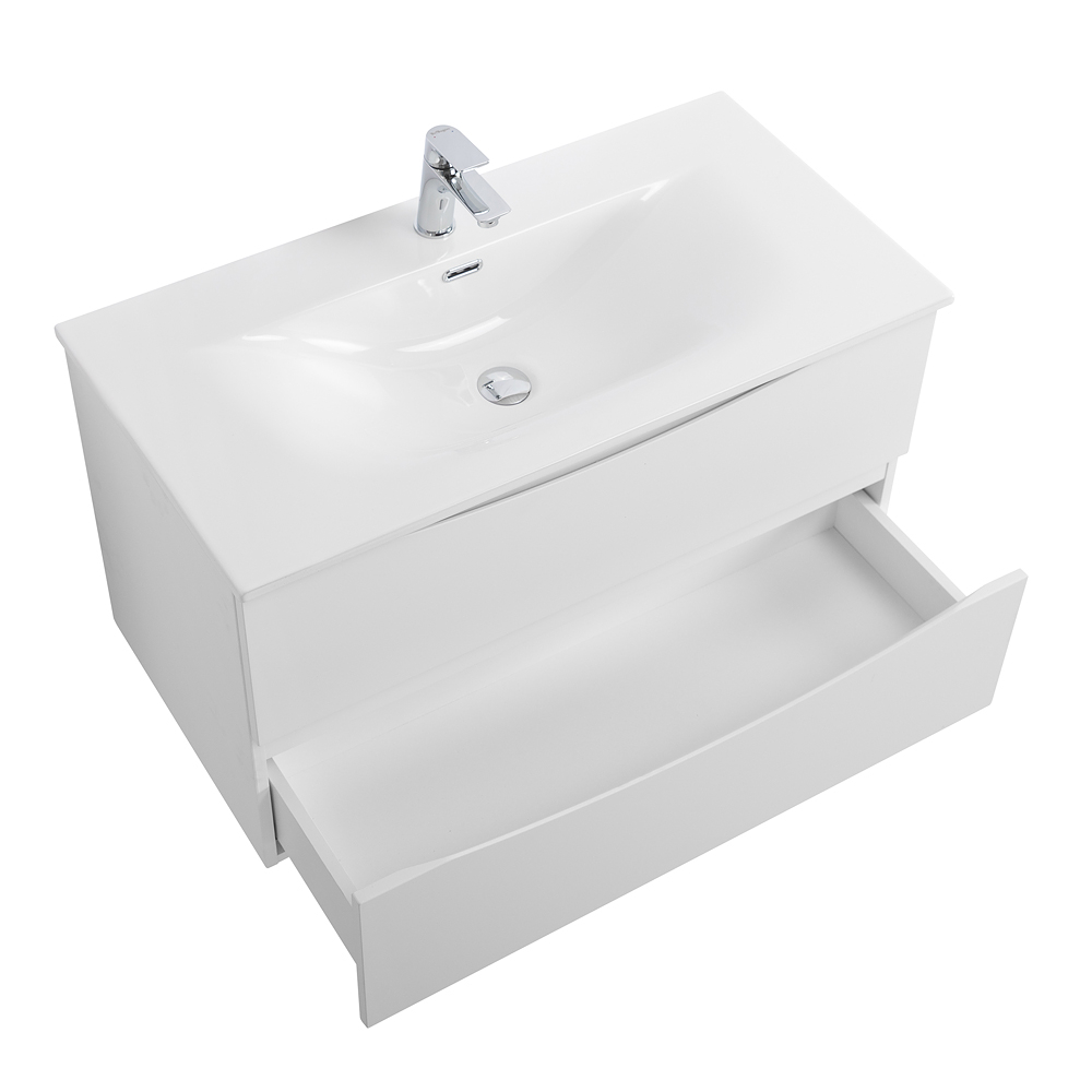 Тумба с раковиной подвесная BelBagno MARINO-CER-N-900-2C-SO-BO-P Bianco Opaco, раковина белая BB-8099-90