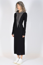 MM6 MAISON MARGIELA ПЛАТЬЕ ЧЕРНОЕ КОМБИНИРОВАННОЕ С КАПЮШОНОМ