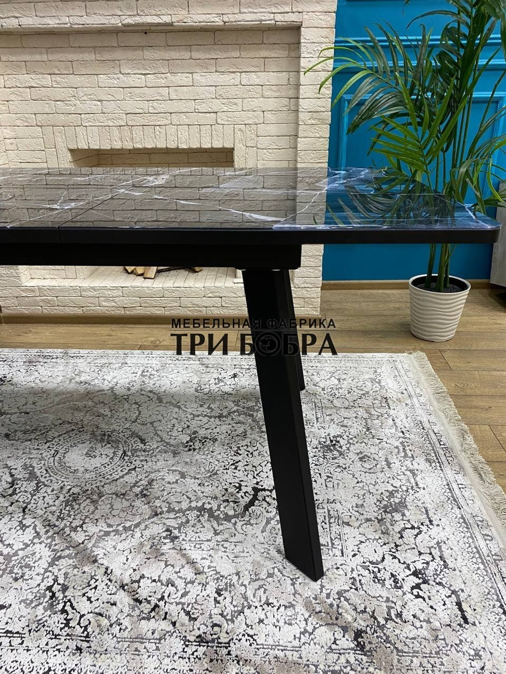 Кухонный раздвижной стол "Гранд", чёрный мрамор
