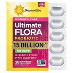 Renew Life, Women's Care, пробиотик Ultimate Flora™, 15 млрд КОЕ, 30 веганских капсул с отсроченным высвобождением
