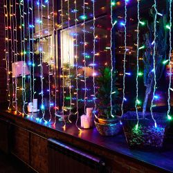 ULD-C2030-240-TWK MULTI IP67 Занавес светодиодный с эффектом мерцания. 3х2м. Соединяемый. 240 светодиодов. Разноцветный свет. Провод белый. TM Uniel.