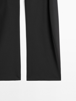 Massimo Dutti Брюки из смесовой шерсти с широкими штанинами, черный