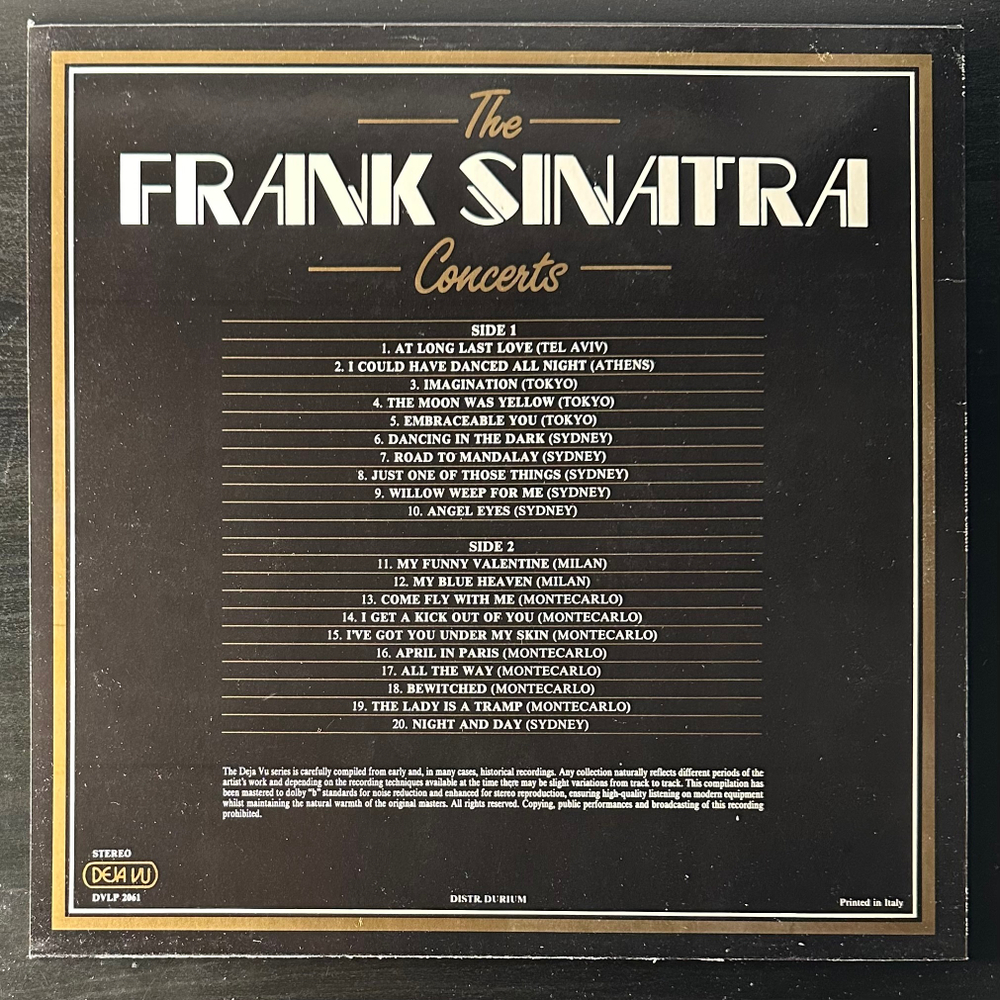 Frank Sinatra ‎– The Concerts - 20 Live Greats (Италия 1987г.)