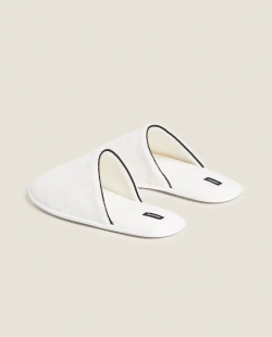 ZARA HOME ТАПОЧКИ ИЗ МАХРОВОЙ ТКАНИ, БЕЛЫЙ