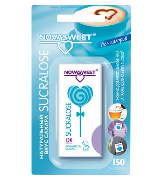 СКИДКА 50% Заменитель сахара, таблетки в диспенсере, "Новасвит Сукралоза", 150шт.