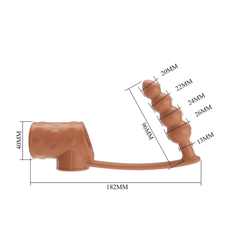 Телесная насадка на пенис и мошонку с анальным стимулятором Rilley (Цвет: телесный)
