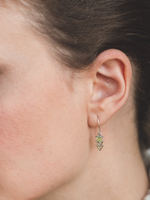 Серьги СТРЕЛА серебро/оливин