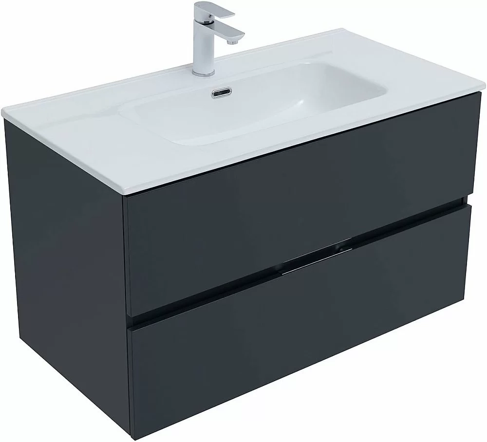 Тумба с раковиной Aquanet Алвита New 303919 90 антрацит