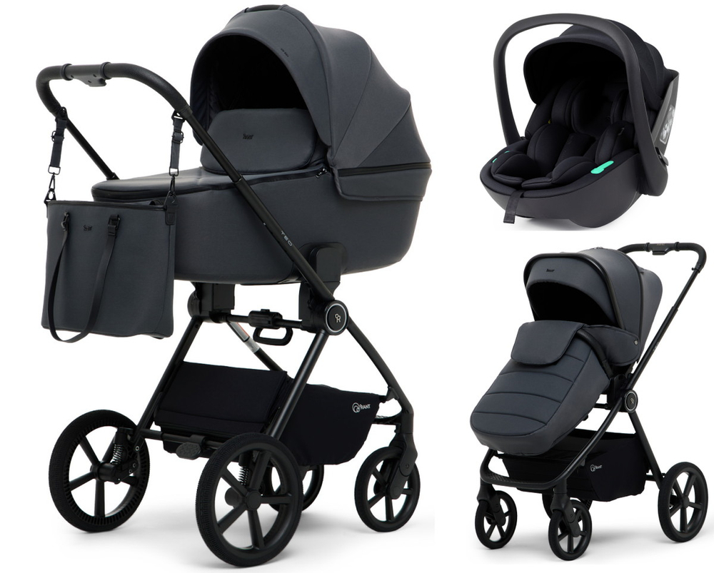 Детская коляска Rant Teo Soft 3 в 1 с автокреслом Miro Black Graphite