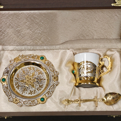 Кофейный набор Златоуст c малахитом "Утро"