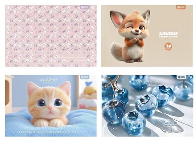 Альбом для рисования А4 24л. скреп. "Микс для девочек" мел. карт. спл. Уф-лак (Schoolformat)