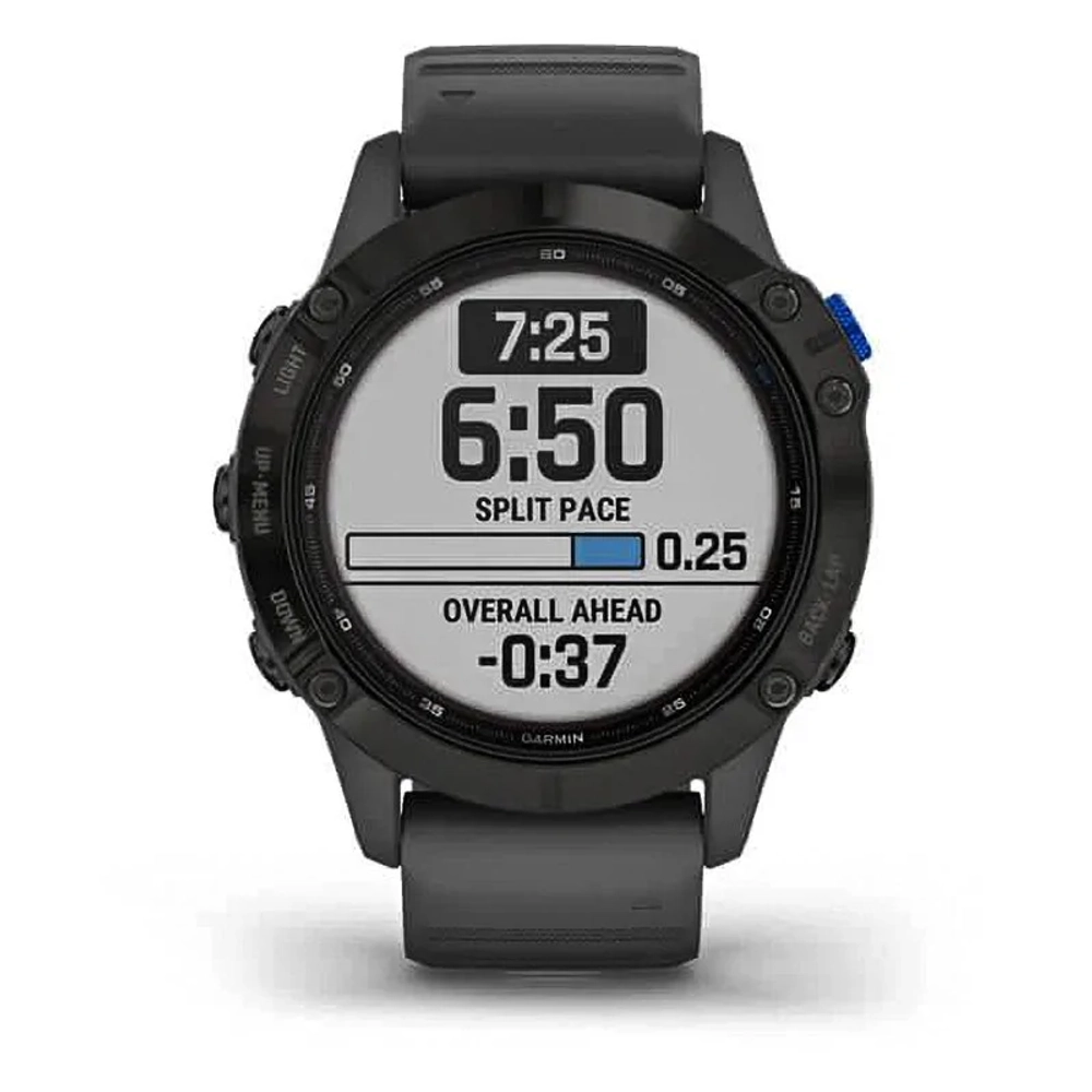 Спортивные наручные часы Garmin Fenix 6 Pro Solar черный с серым ремешком 010-02410-11