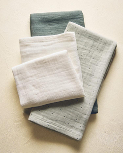 ZARA HOME НАБОР ДЕТСКИХ МУСЛИНОВЫХ САЛФЕТОК (3 ШТ), ЗЕЛЕНЫЙ