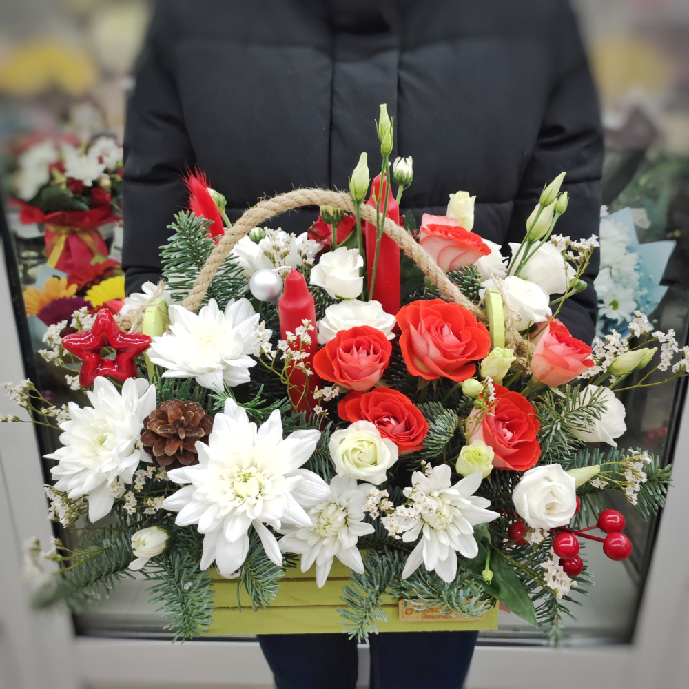 Новогодняя композиция со свечами