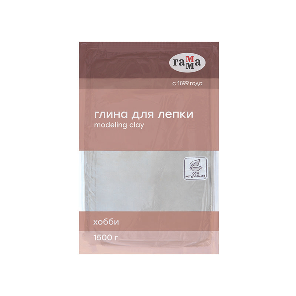 Глина для лепки "Хобби", натуральная, белый, 1500г, вакуумная упак., Гамма
