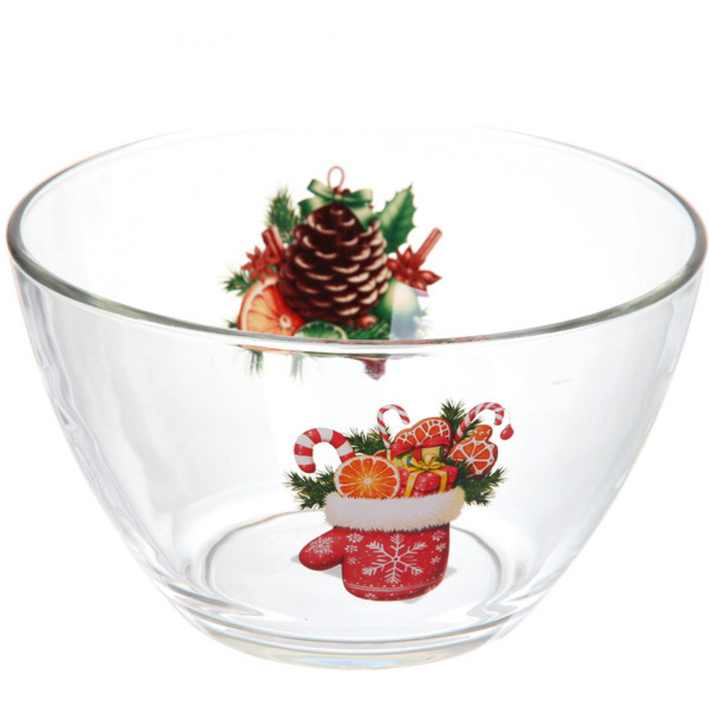 Салатник стеклянный 1750мл «Зимняя фантазия» 6 видов
