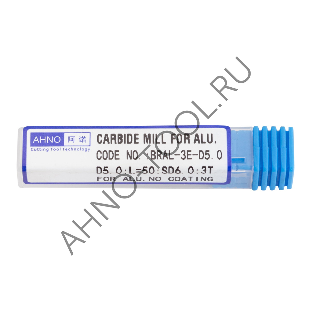 Фреза твердосплавная   5мм (L=50, l=15, хв=6) Z3 45° по алюминию и цвет.металлам BRAL-3E-D5.0 AHNO