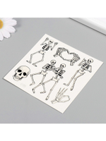 Переводные тату на тело чёрные «Скелеты», 10×10 см