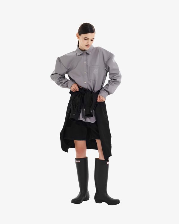 Рубашка c вышивкой ниточка серая - фото 3