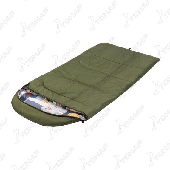 Спальный мешок OLYMPUS Wide Plus 300 (220х106, холлоф., зеленый/город) (T-HS-SB-OWP-300-NC) Helios