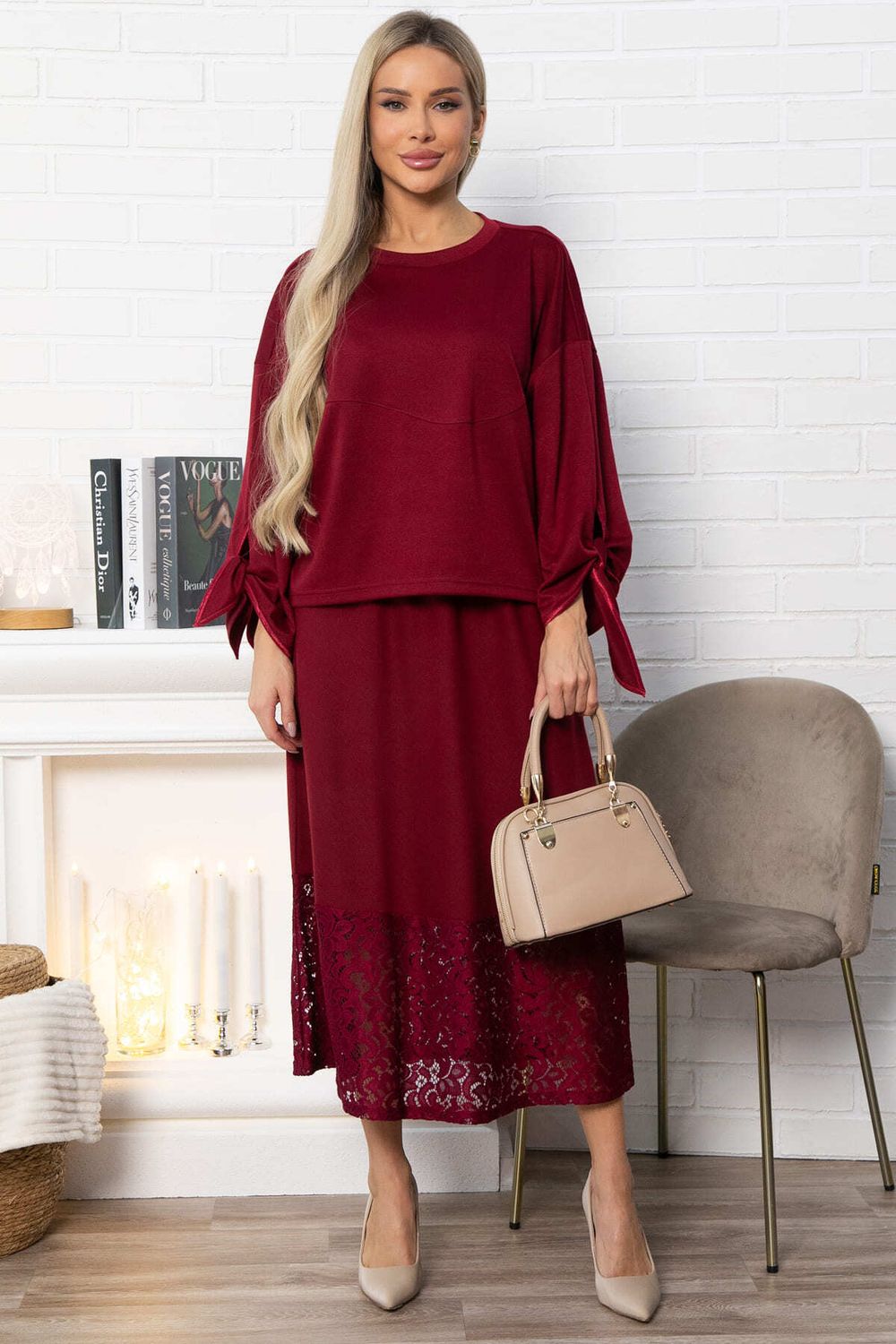 Джемпер с завязками Твист (бордовый) Б14867-10М LT Collection