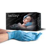 Перчатки нитриловые одноразовые «BENOVY», ГОЛУБЫЕ, 50 пар/уп