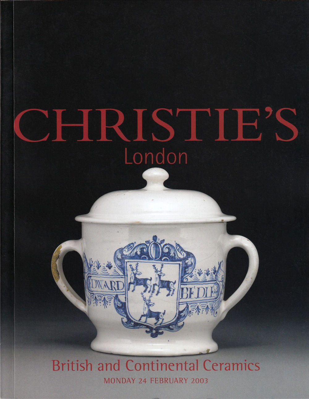 Каталог аукциона Christie's, Лондон, Керамика Британии и континентальной Европы от 24 февраля 2003 года
