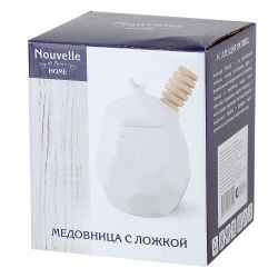 Медовница с ложкой "Naturel" 9*9*13см. v=370мл. (подарочная упаковка)