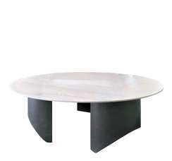 Журнальный столик Mush, Ø90х38 см, белый керамогранит