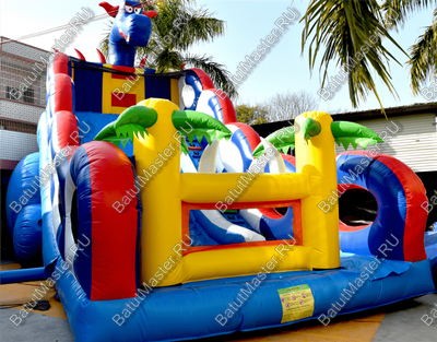 Коммерческий надувной батут-горка "Дракон" 11*6*8,5 м