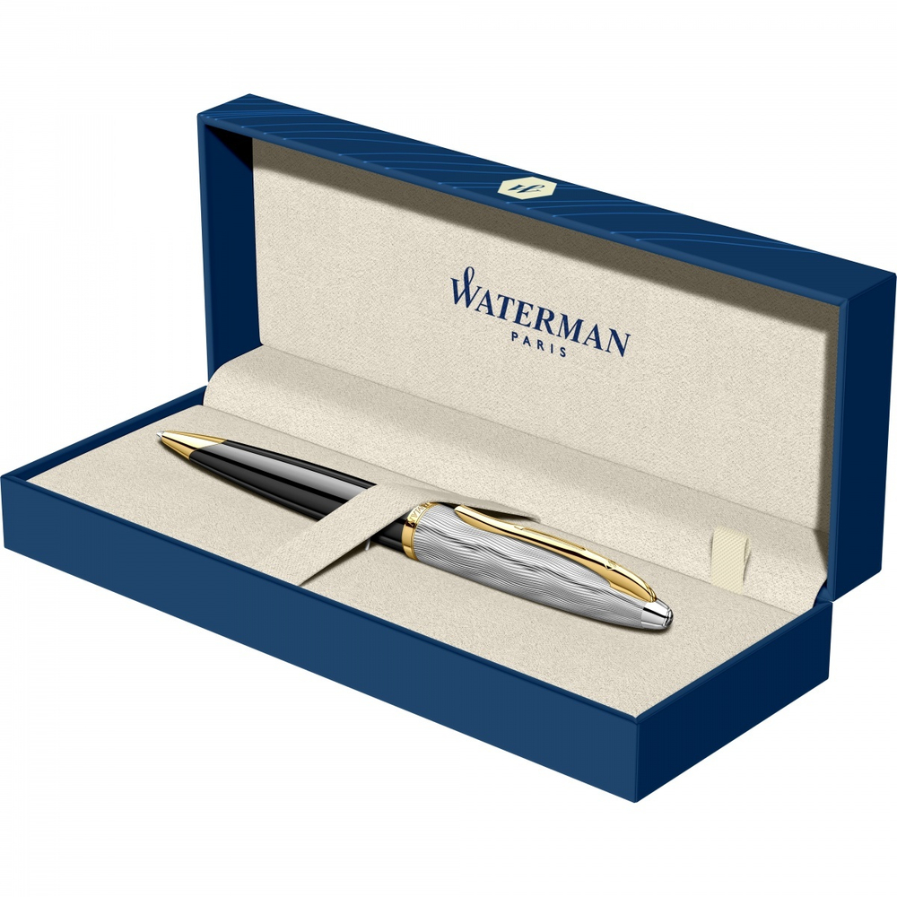 Шариковая ручка Waterman Reflections of Paris Carene DeLuxe Black GT Mblue в подарочной коробке