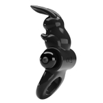 Черное эрекционное кольцо со стимулятором клитора в виде кролика Exciting ring