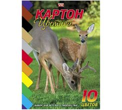Набор картона цветной 10л 10 цв. А5ф на кле