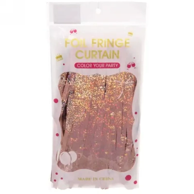 Занавес фольгированный TINSEL «Дождь» ш1м, в2м (галограмма), Шампань