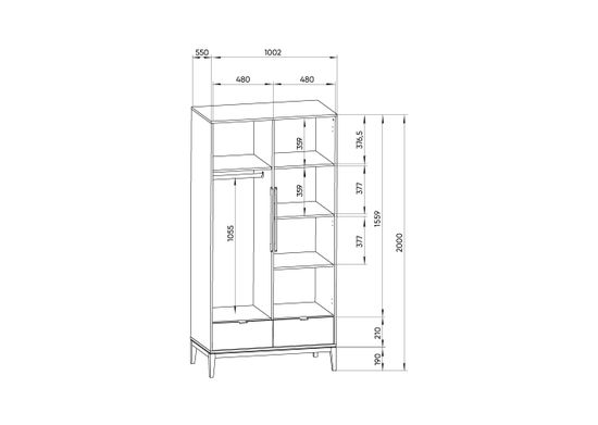 Шкаф Fjord 2-х створчатый (темно-серый)