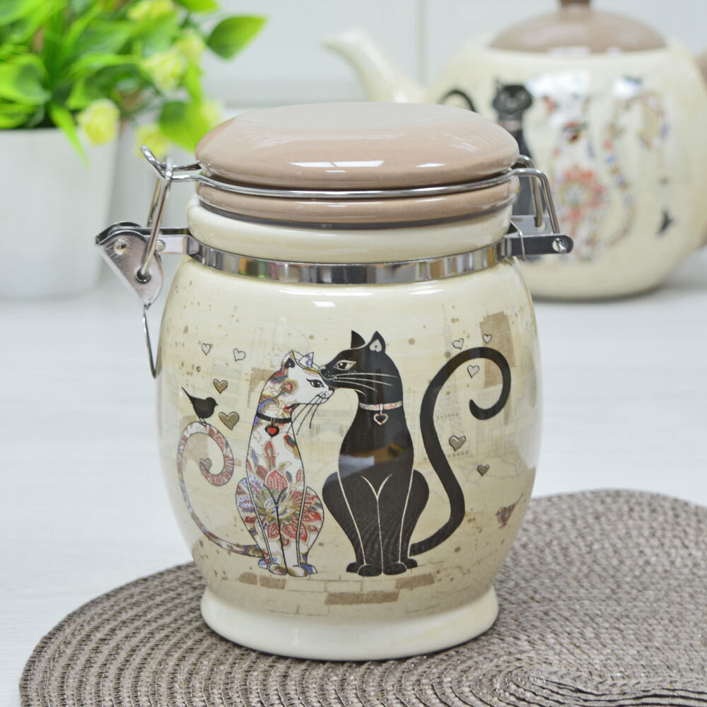 Банка 750мл для сыпучих продуктов "Парижские коты"